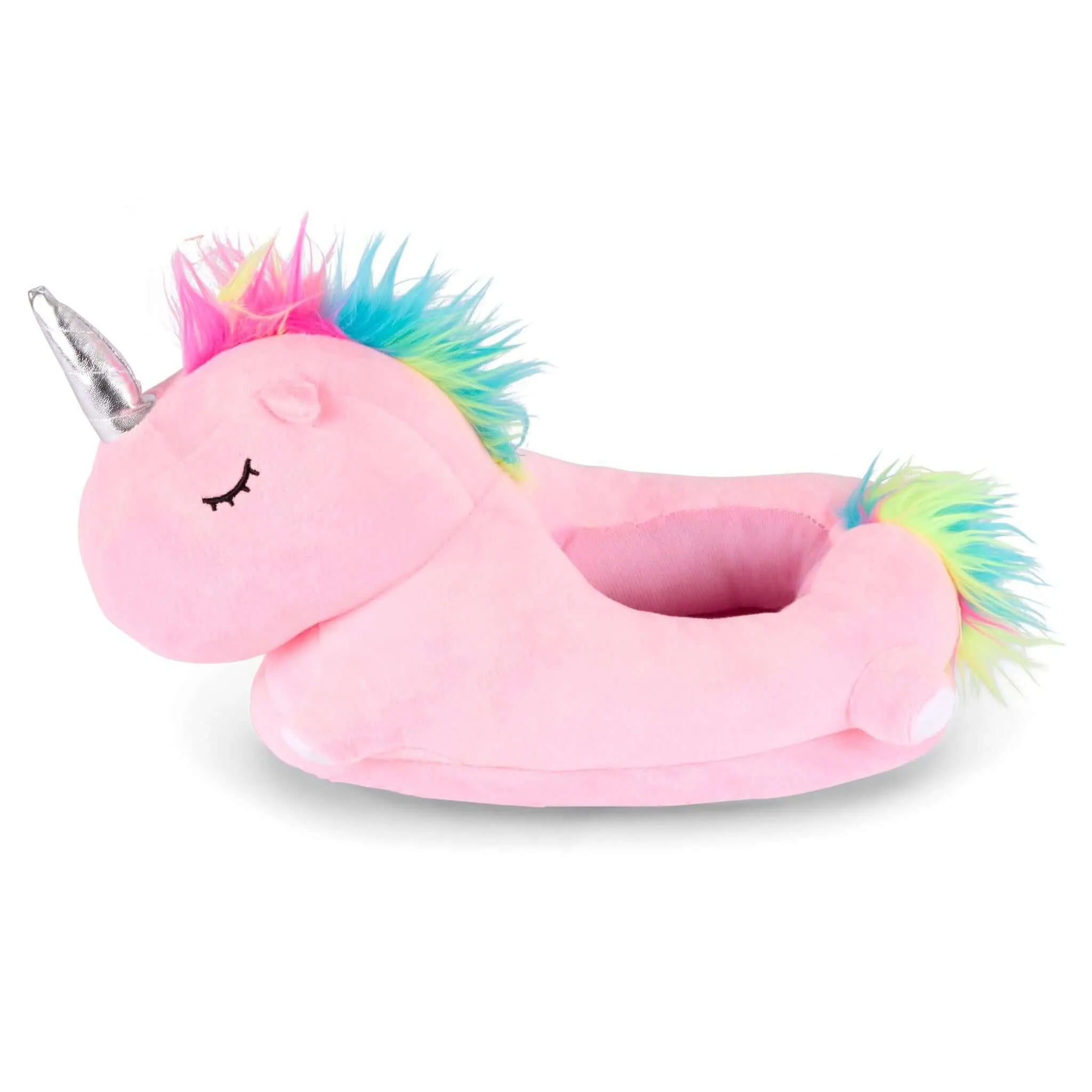 3D Plush Pink Unicorn Slippers - UK Size 2-6