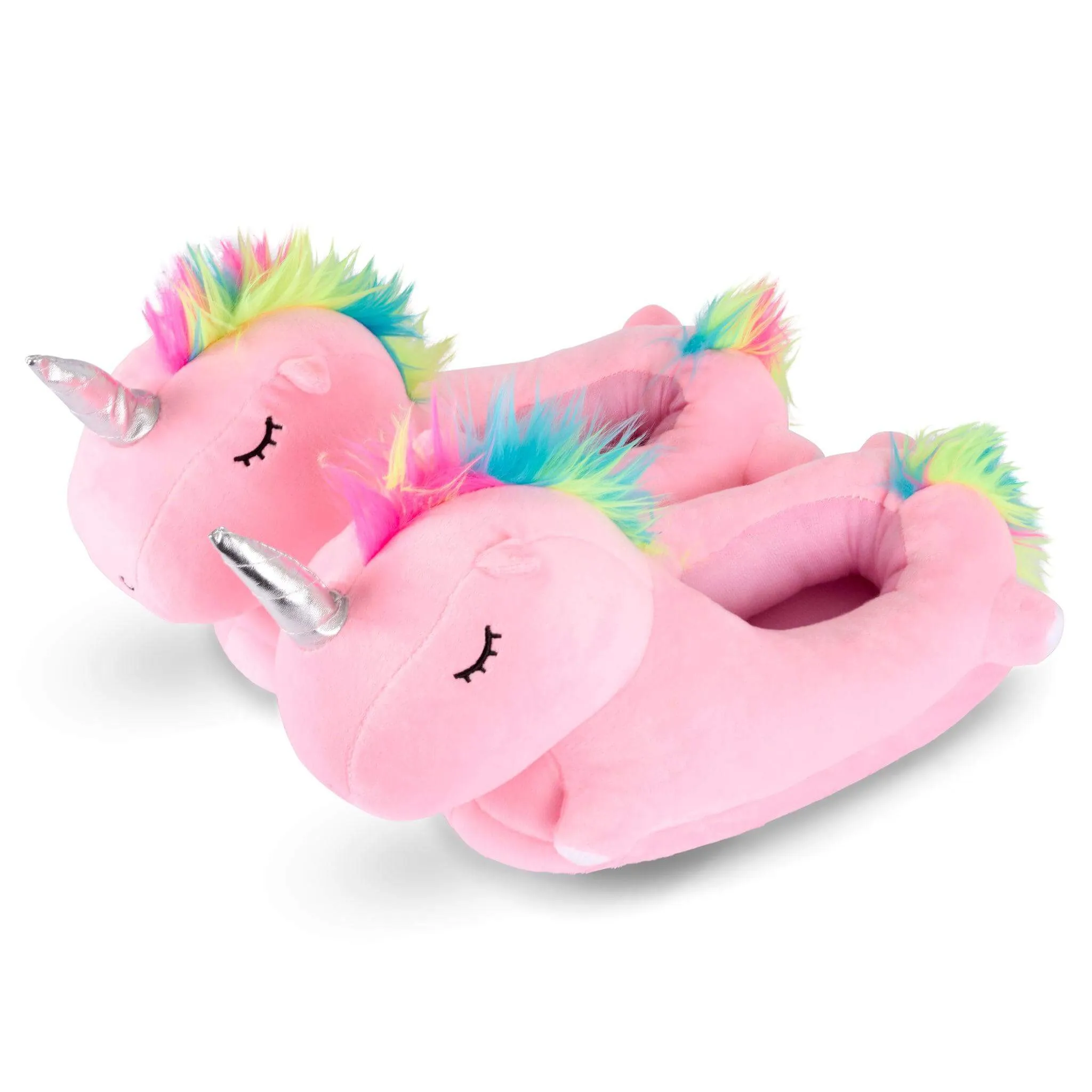 3D Plush Pink Unicorn Slippers - UK Size 2-6