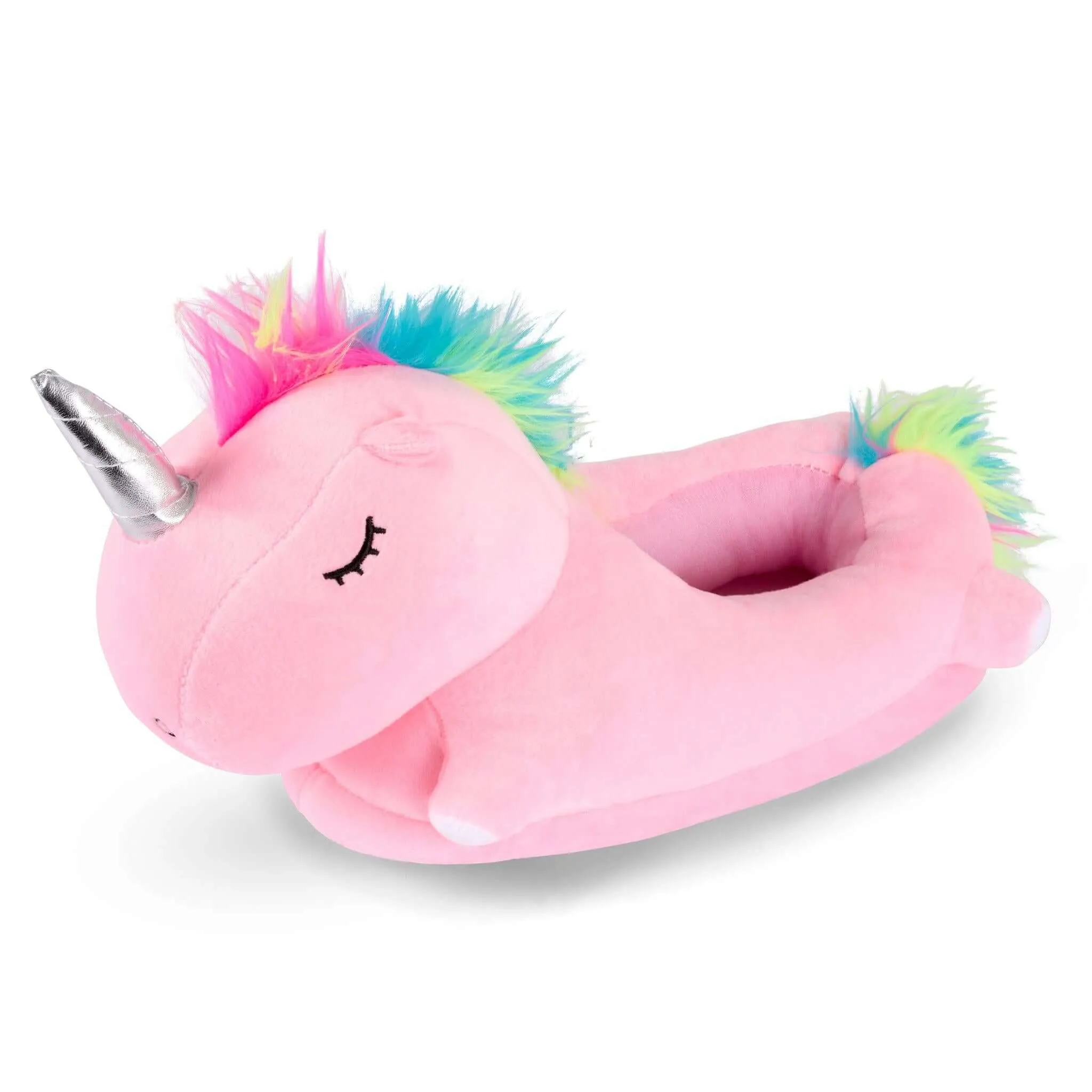 3D Plush Pink Unicorn Slippers - UK Size 2-6