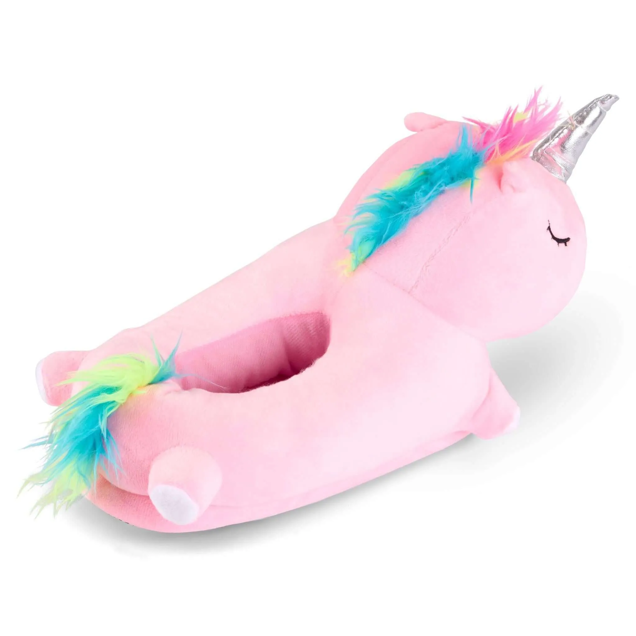 3D Plush Pink Unicorn Slippers - UK Size 2-6