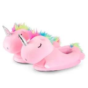 3D Plush Pink Unicorn Slippers - UK Size 2-6