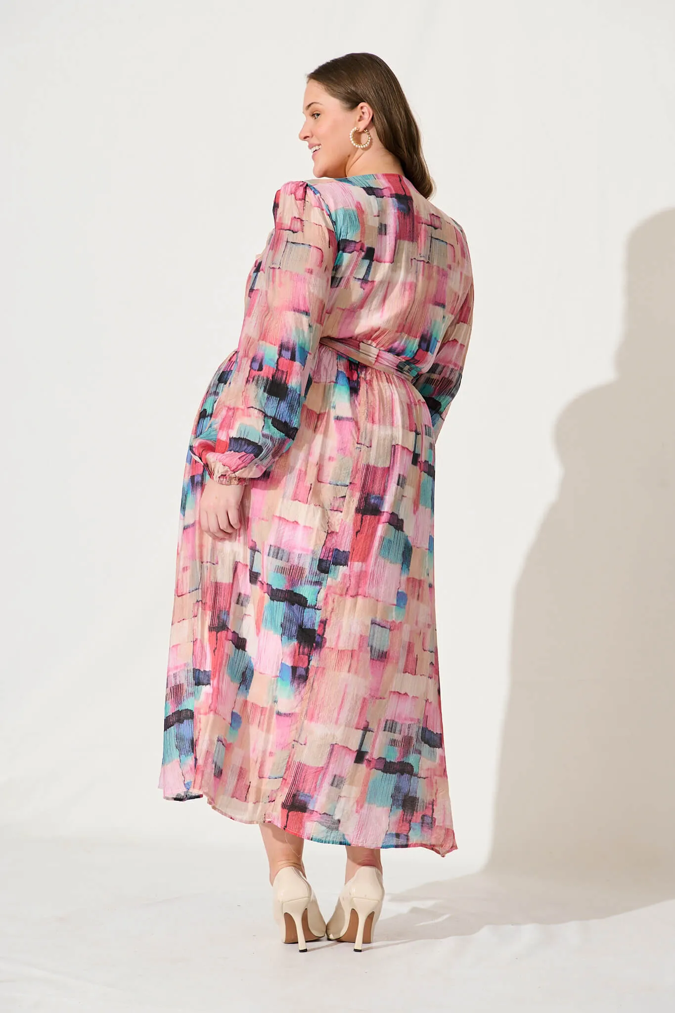 Adrini Maxi Dress In Purple With Blue Multi Print