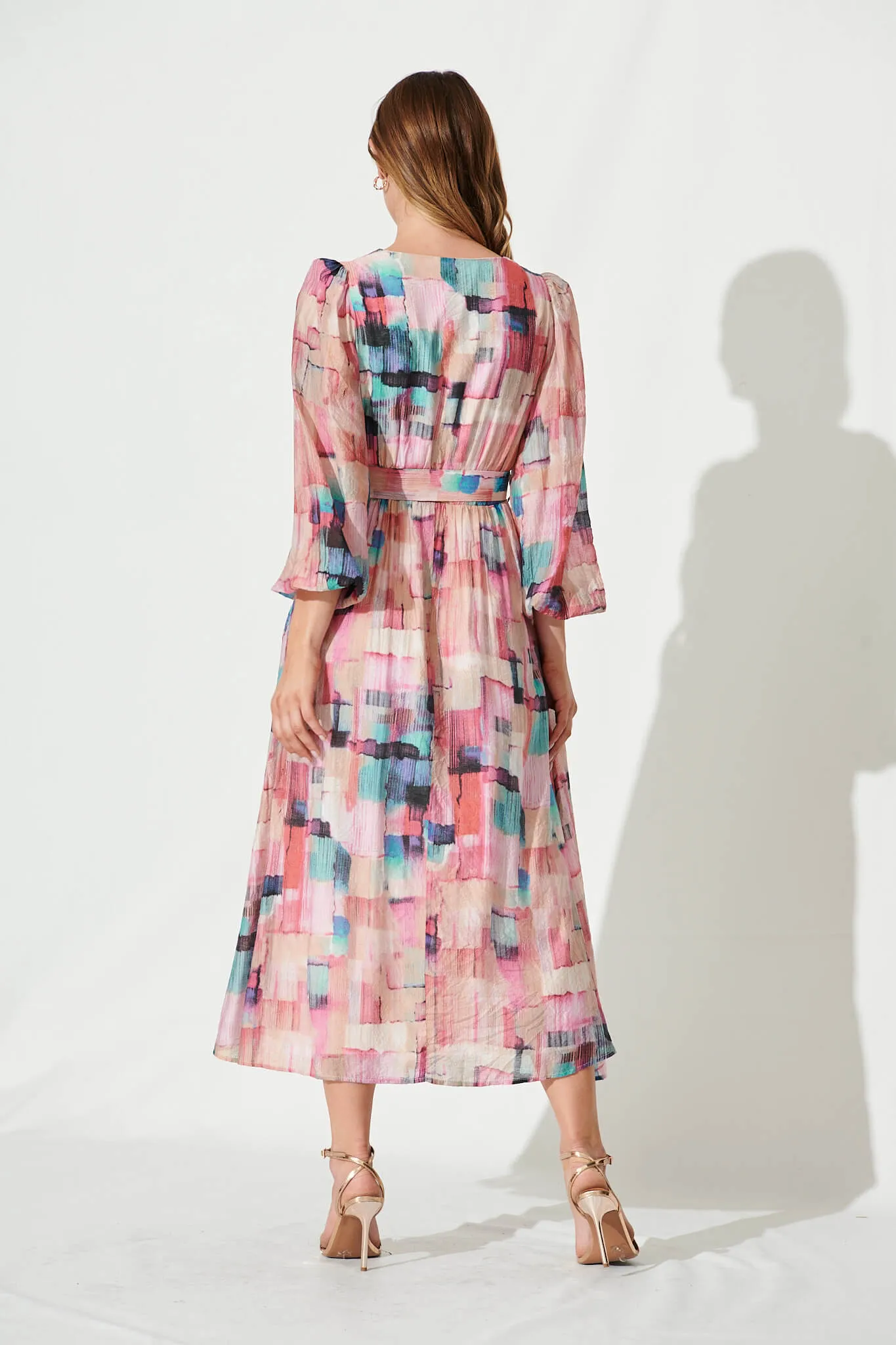 Adrini Maxi Dress In Purple With Blue Multi Print