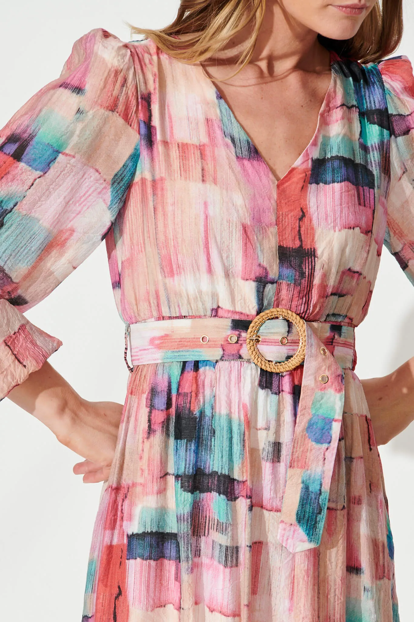 Adrini Maxi Dress In Purple With Blue Multi Print