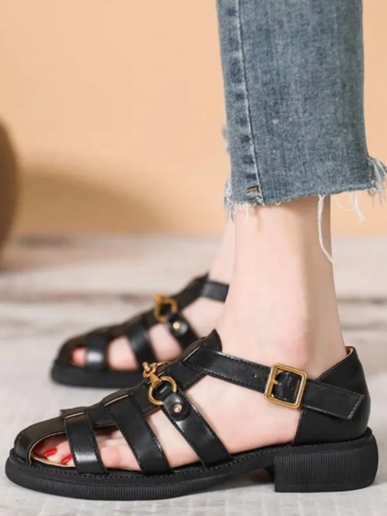 Black Roman sandals