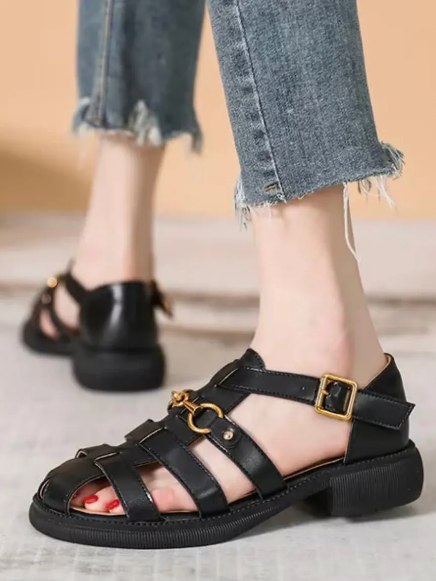 Black Roman sandals
