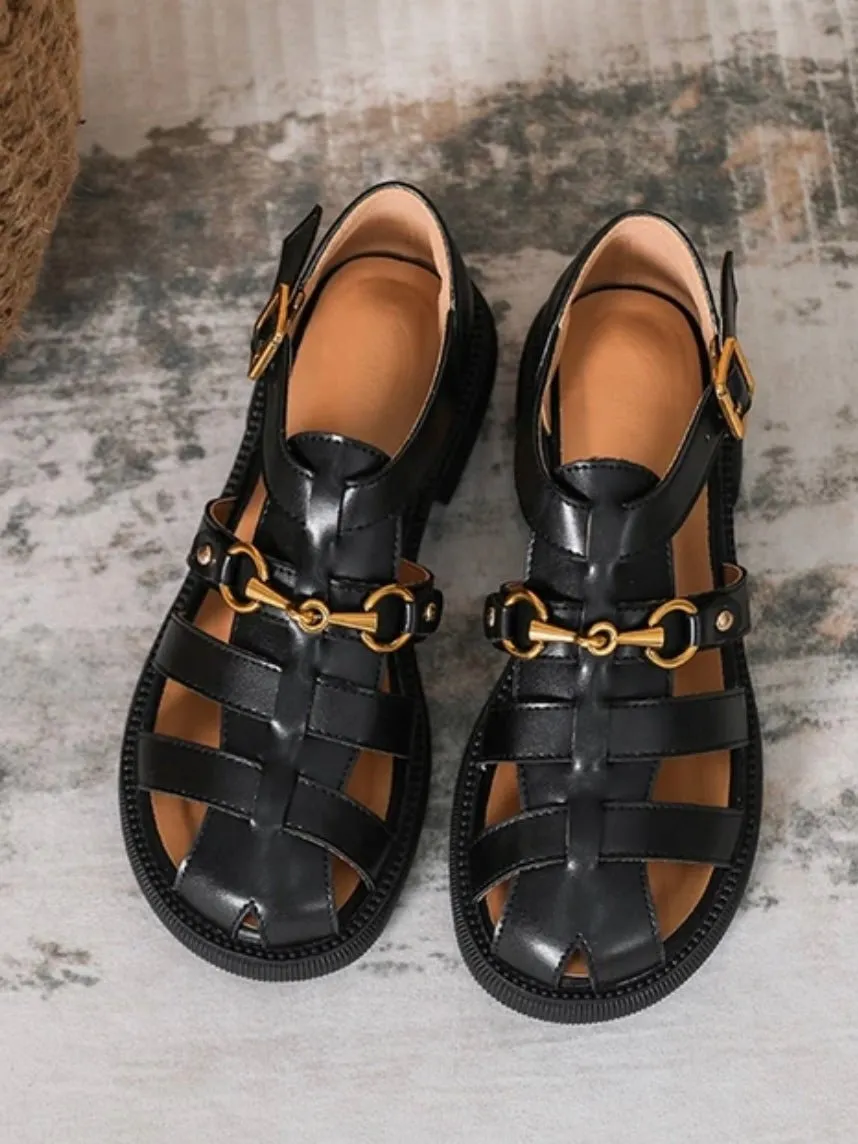 Black Roman sandals