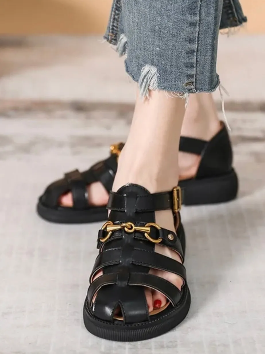 Black Roman sandals