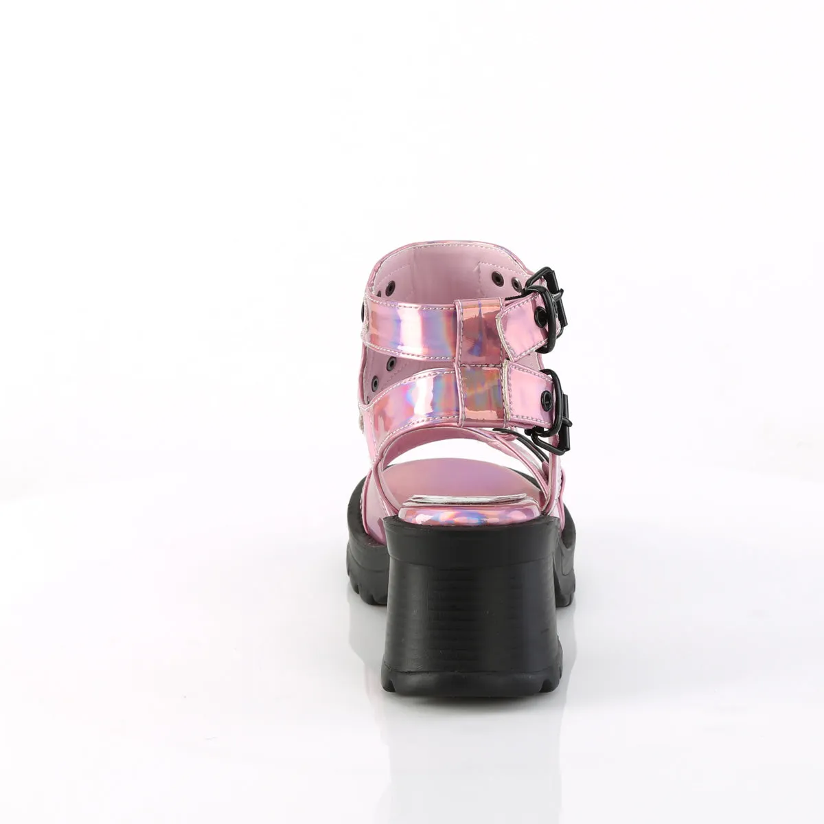 BRATTY-07 Demoniacult Alternative Footwear Pink Holographic Sandals
