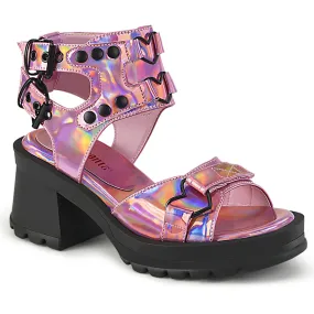 BRATTY-07 Demoniacult Alternative Footwear Pink Holographic Sandals