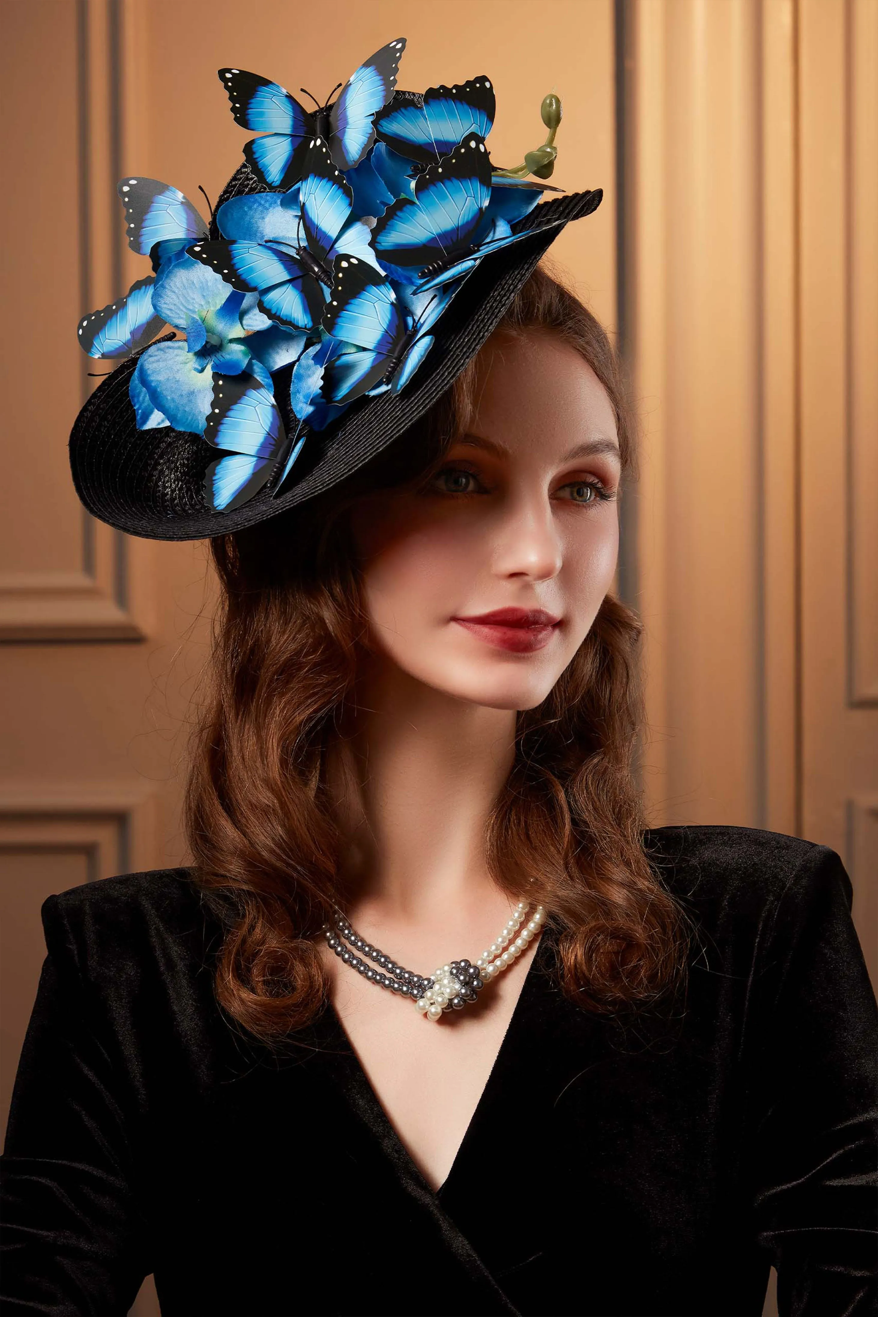 Butterfly Derby Wide Brim Fascinator