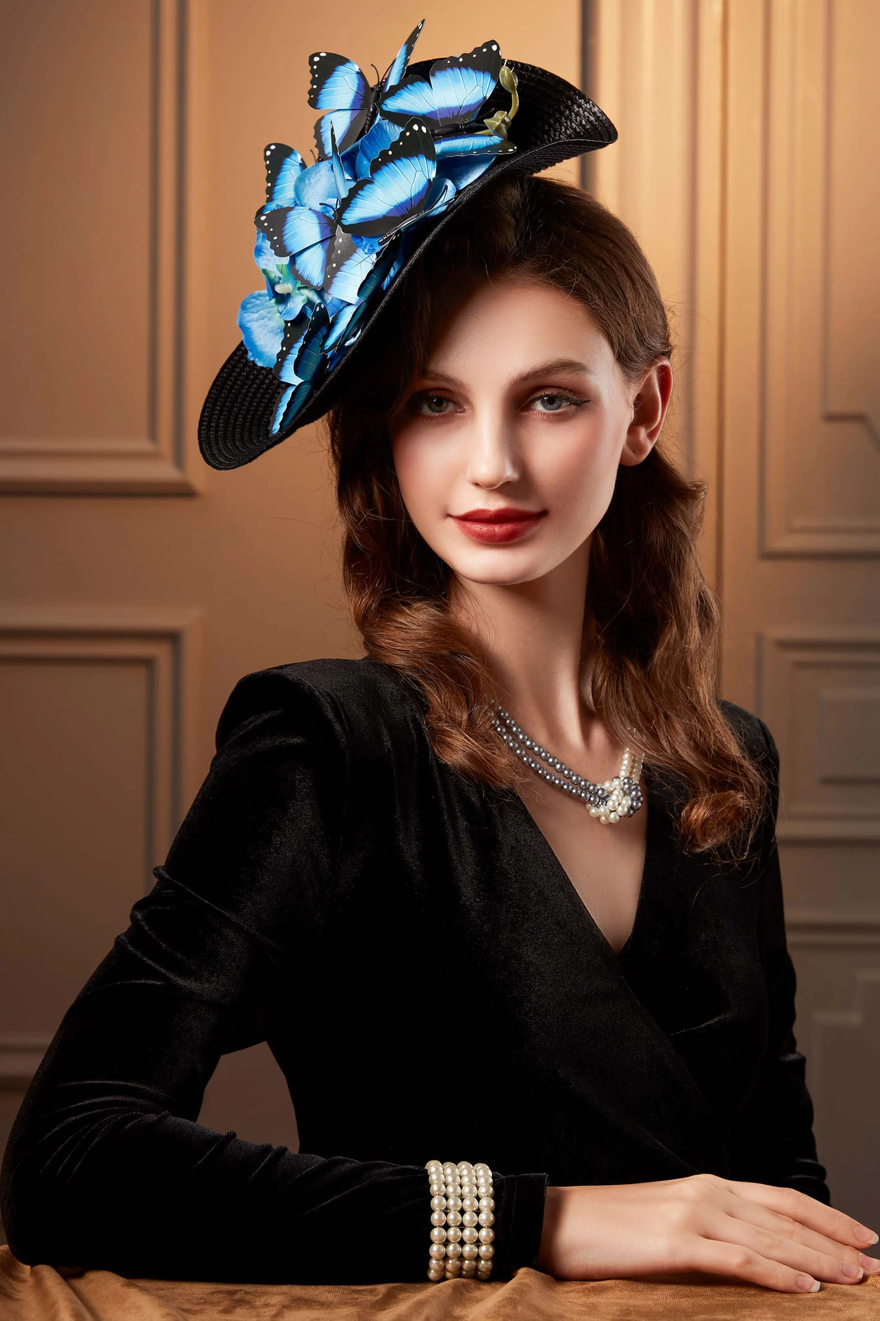 Butterfly Derby Wide Brim Fascinator
