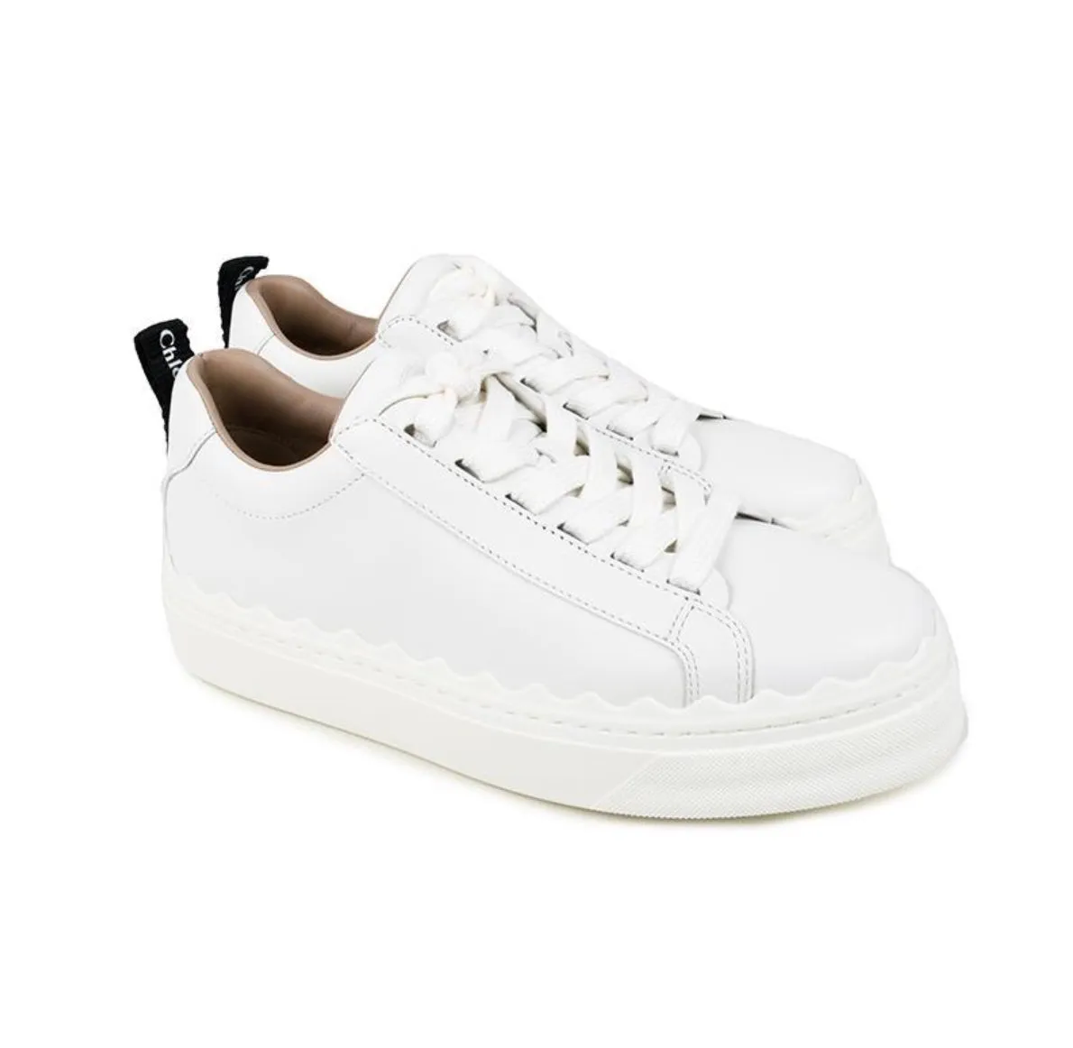 CHLOÉ LAUREN LOW-TOP CALFSKIN LEATHER SNEAKERS