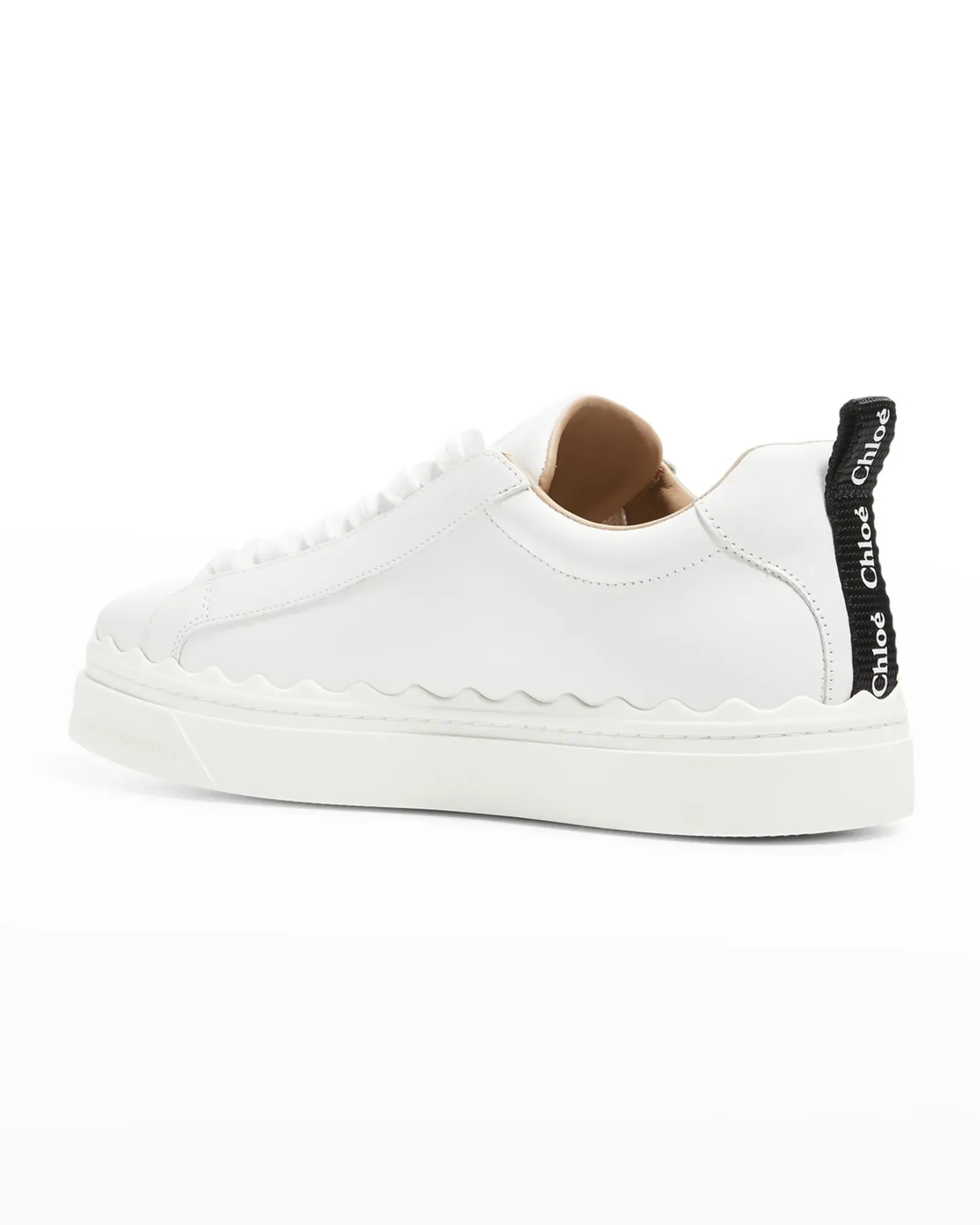 CHLOÉ LAUREN LOW-TOP CALFSKIN LEATHER SNEAKERS