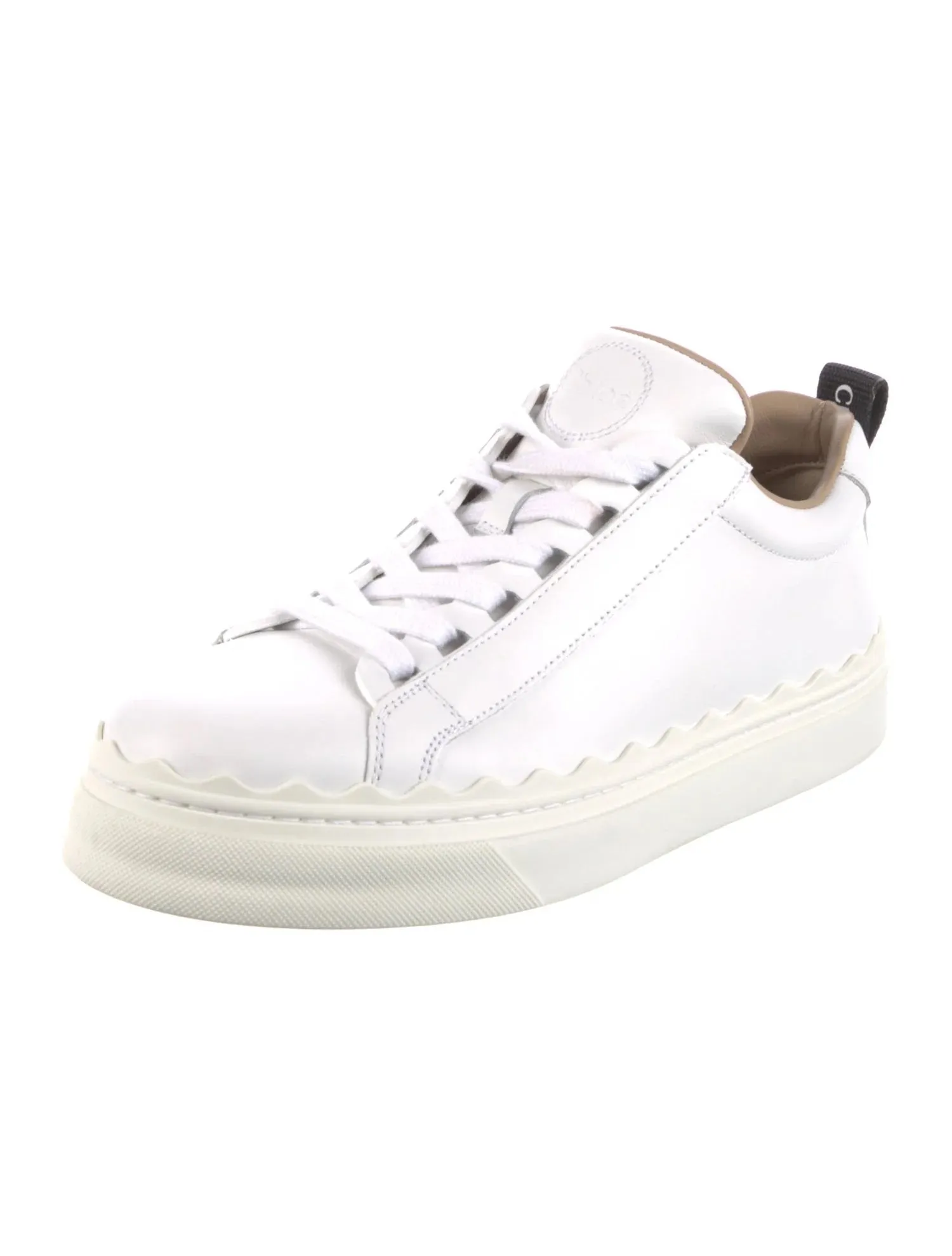 CHLOÉ LAUREN LOW-TOP CALFSKIN LEATHER SNEAKERS