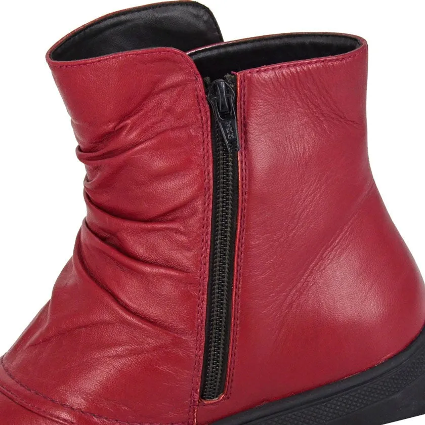 Cipriata L557 Red  Soft Leather Zip ankle Boot L557D