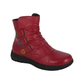 Cipriata L557 Red  Soft Leather Zip ankle Boot L557D