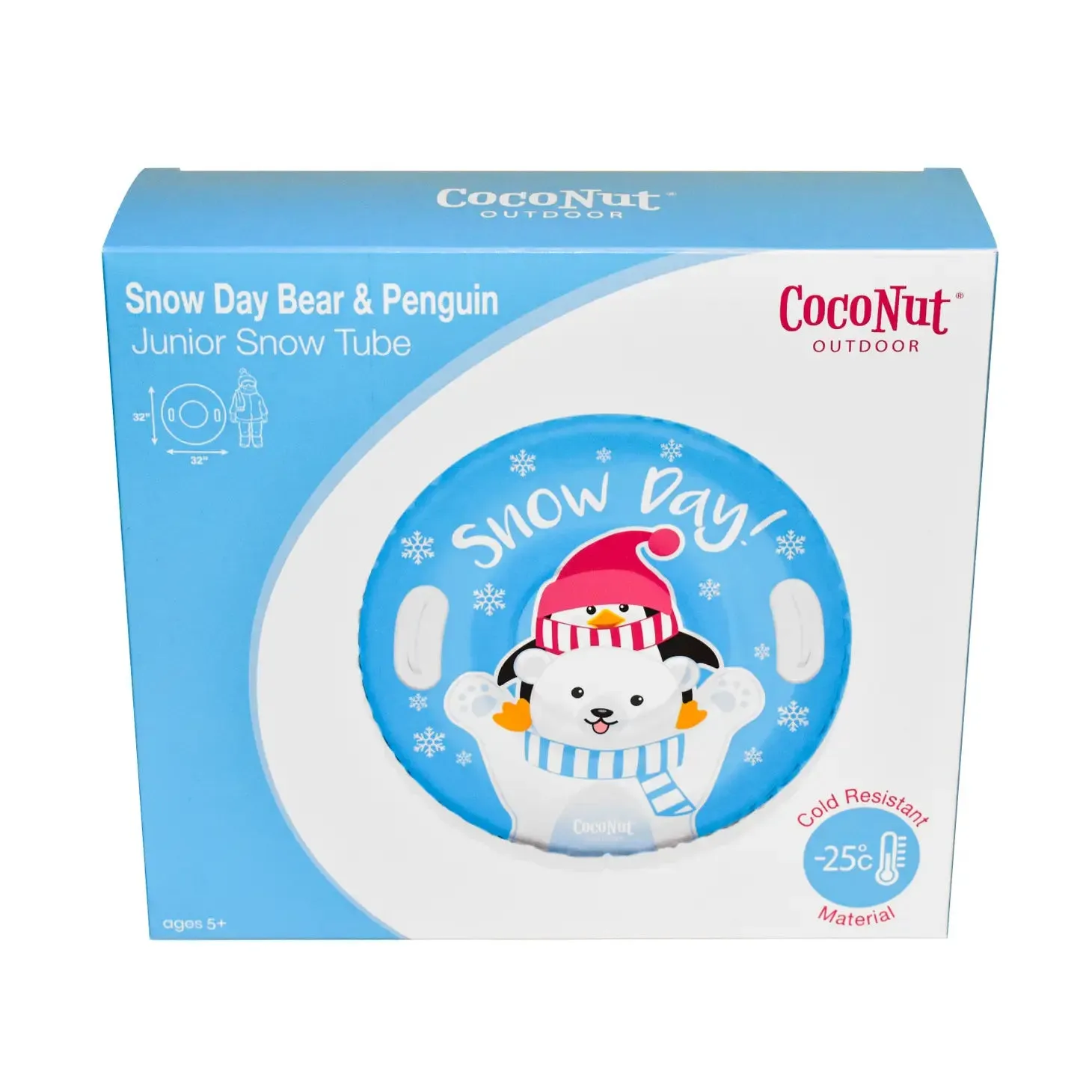 Coconut Outdoor 32" Junior Snow Tube - Snow Day Bear & Penguin