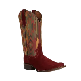 Corral Boots Women's Circle G  Aztec Embroidery Square Toe Wine Boots