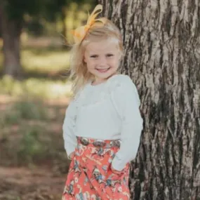 Cream Lace Neck Long Sleeve Shirt (6-7T)