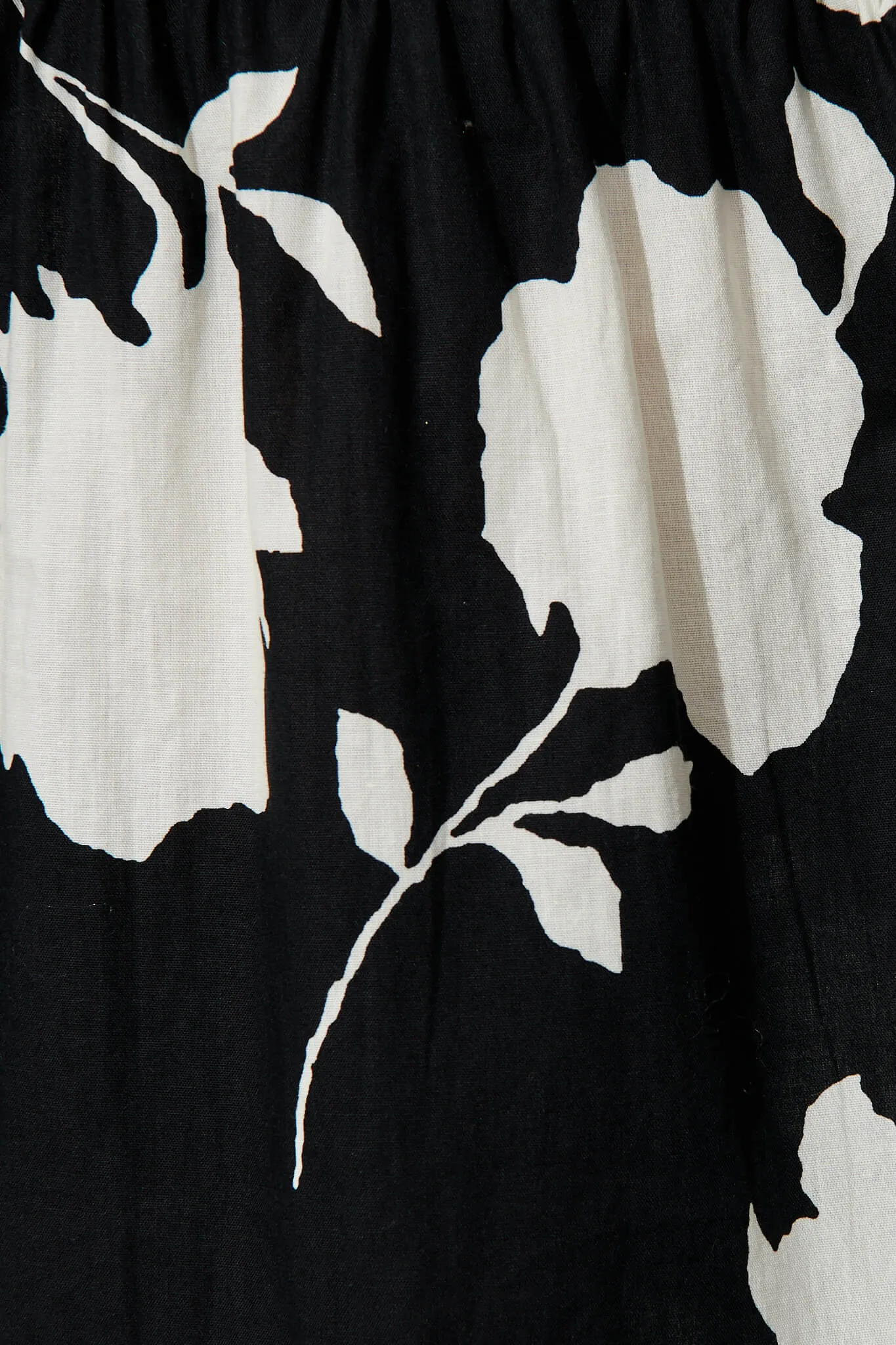 Delphine Midi Dress In Black With Cream Floral Cotton