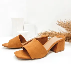 Fierce Steps Suede Mini Block Heels in Camel Brown