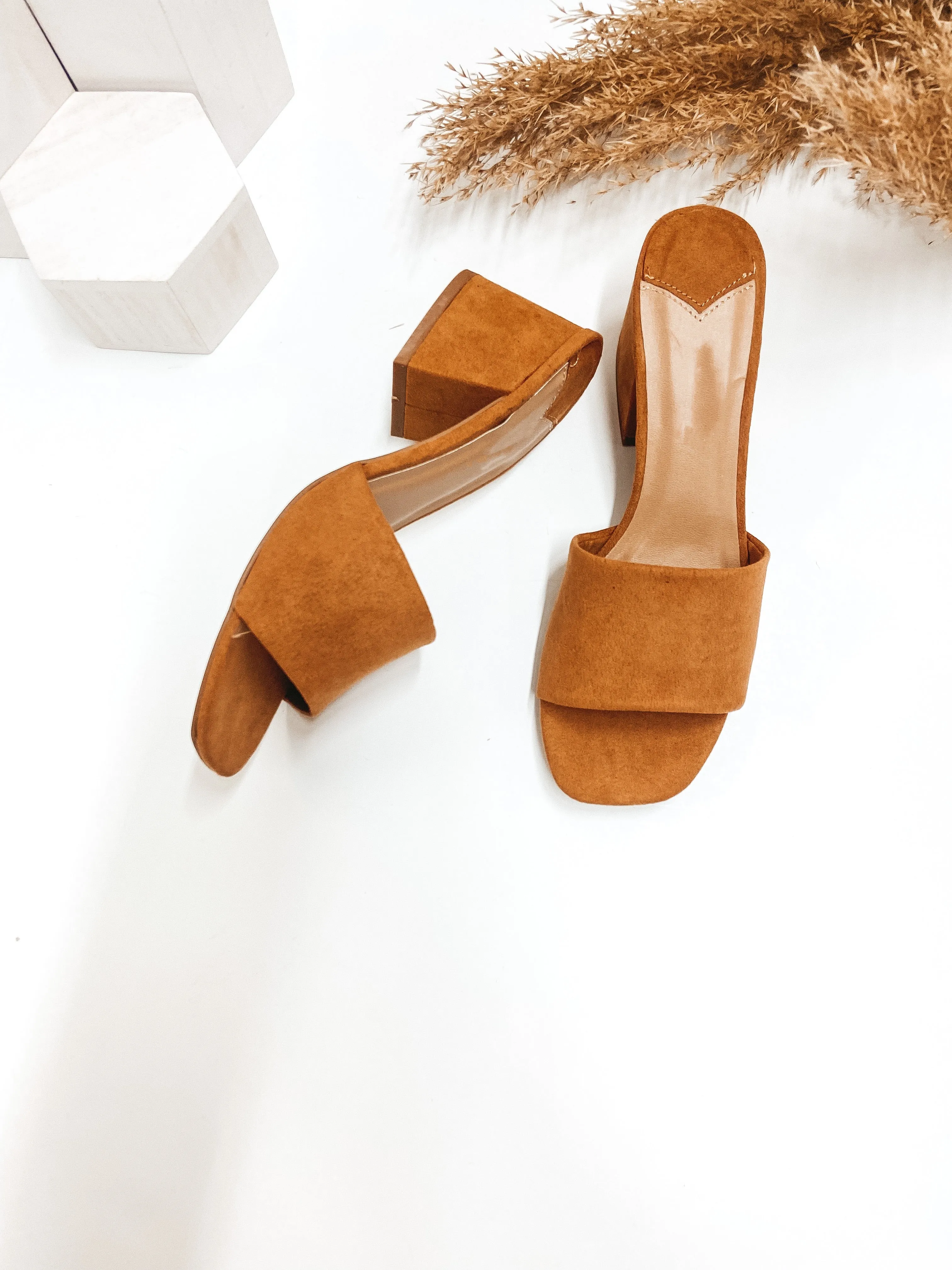 Fierce Steps Suede Mini Block Heels in Camel Brown