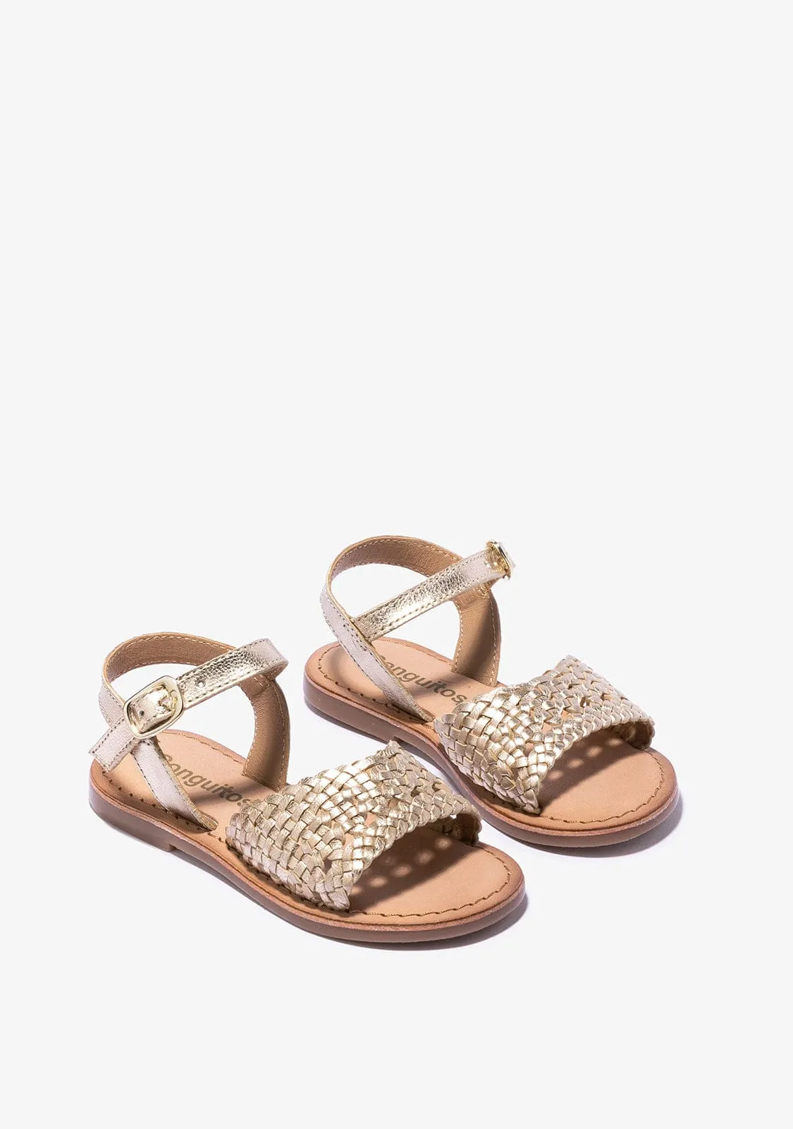 Girl's Gold Buckle Texture Sandals Napa