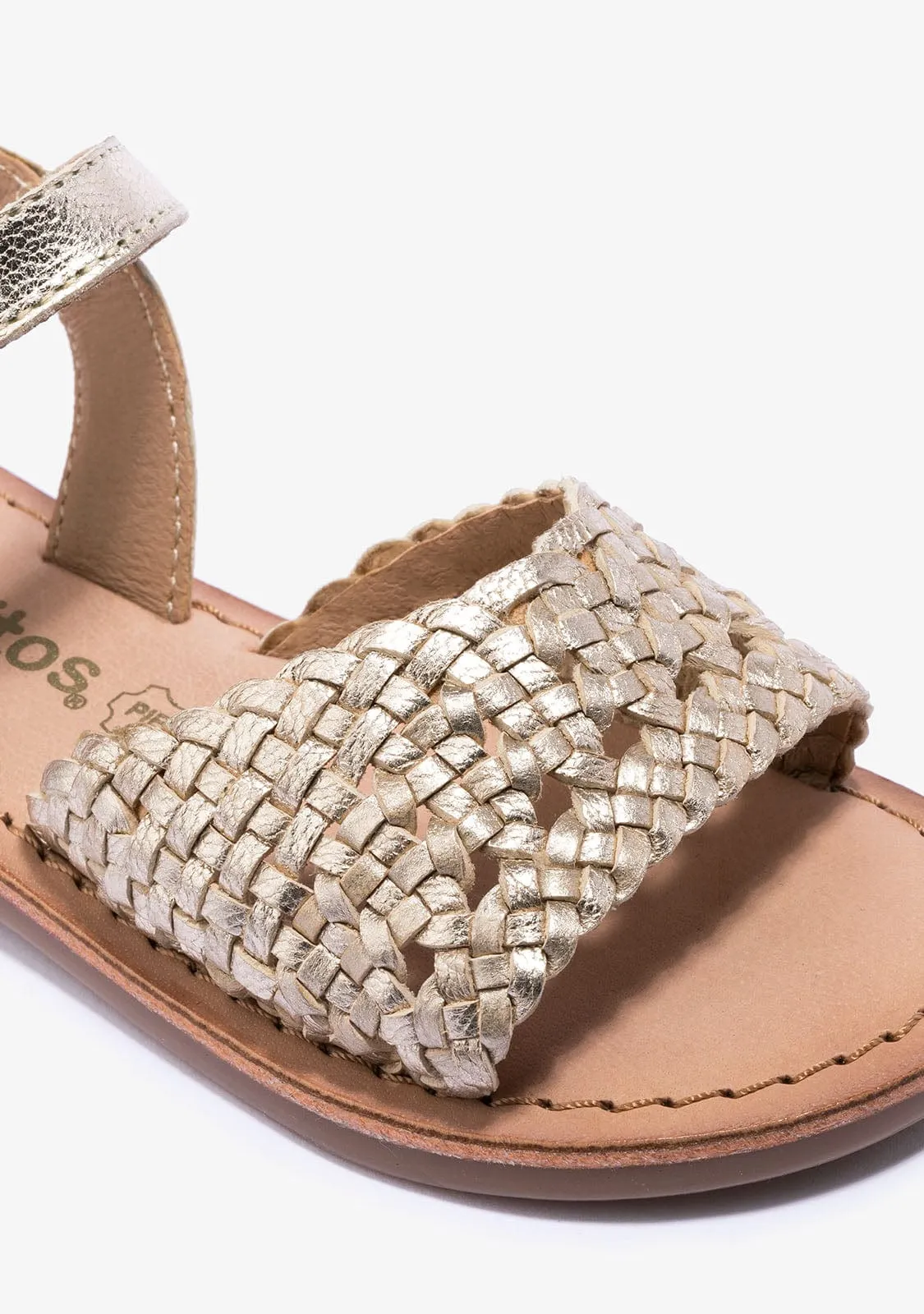 Girl's Gold Buckle Texture Sandals Napa