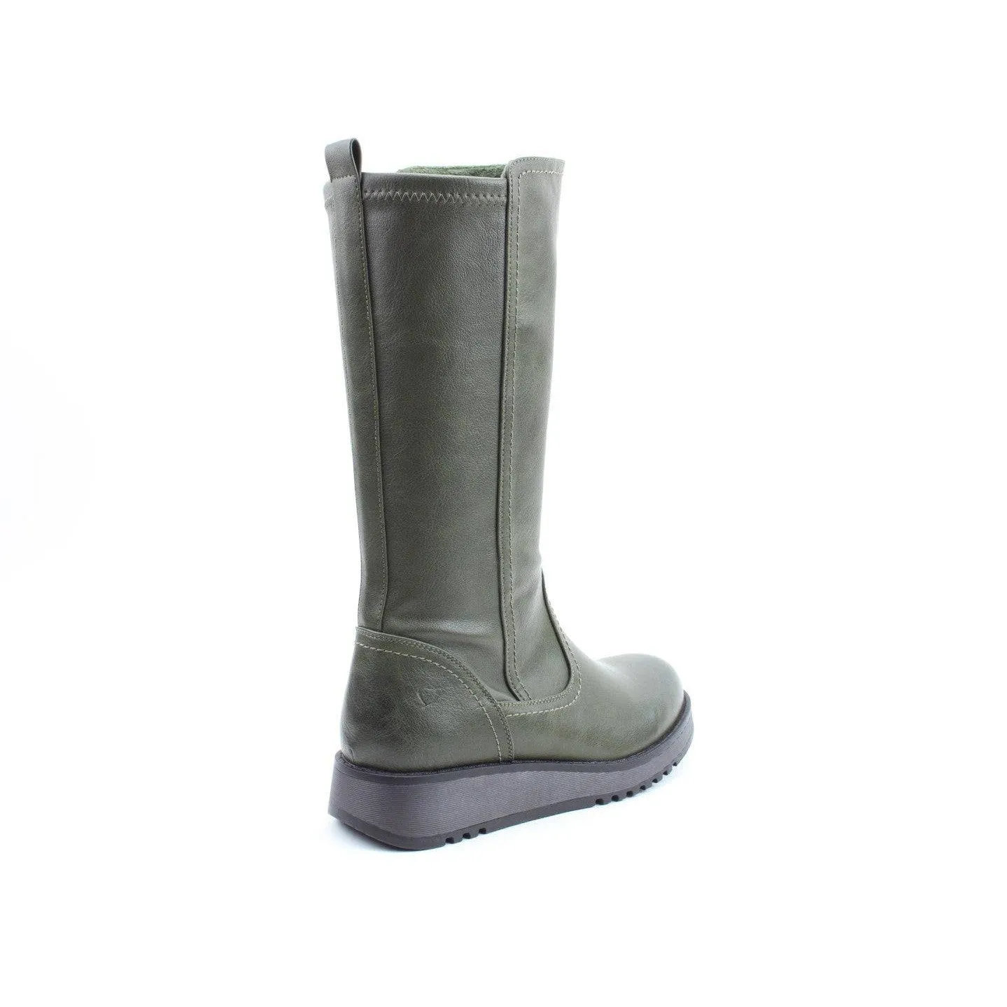 Heavenly Feet Luna Ladies Khaki Vegan Side Zip Knee High Boots