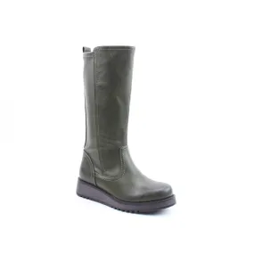 Heavenly Feet Luna Ladies Khaki Vegan Side Zip Knee High Boots