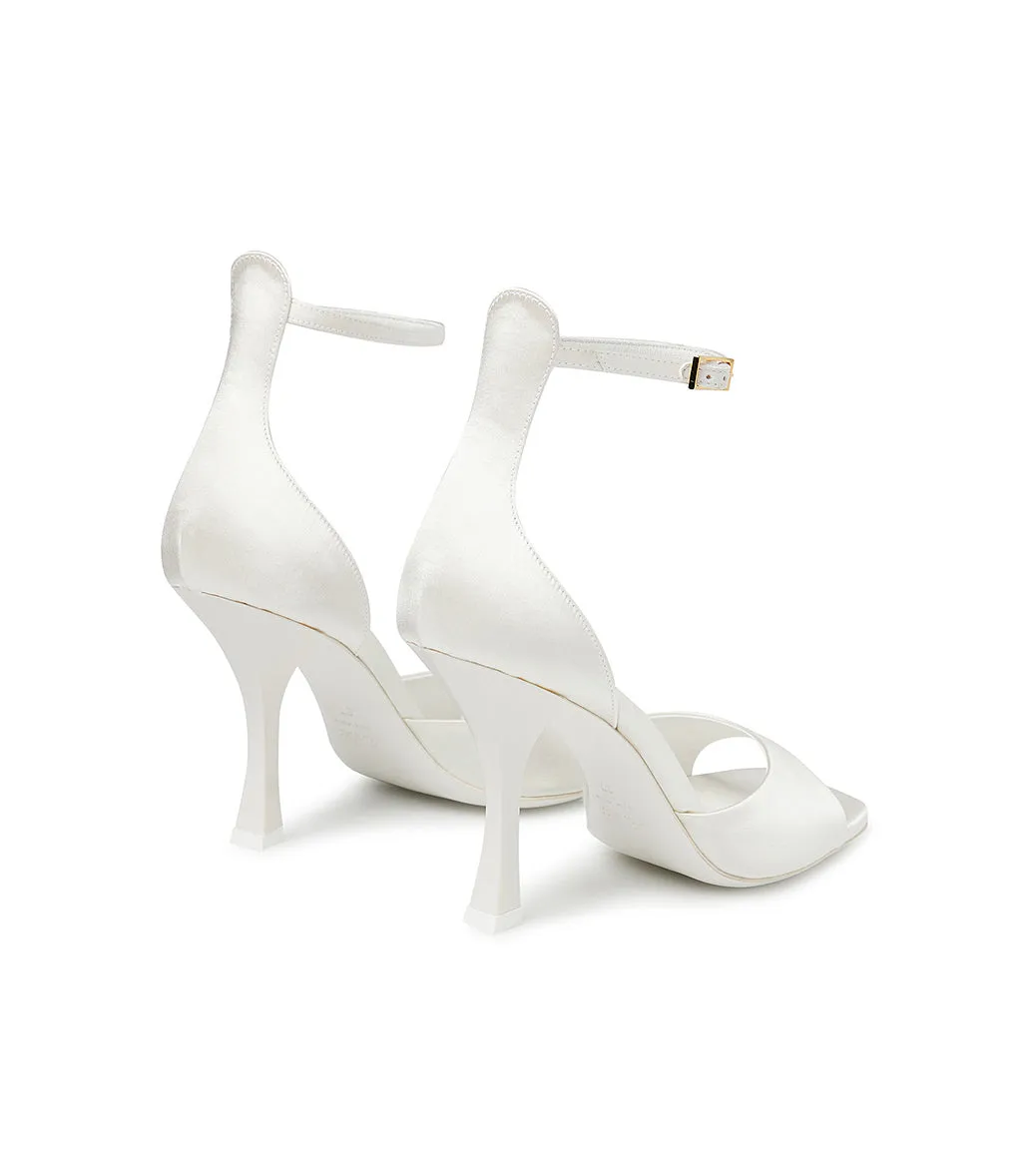 Ivory white satin sandals