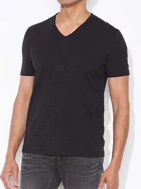 John Varvatos Raw Edge V Neck Tee - Black