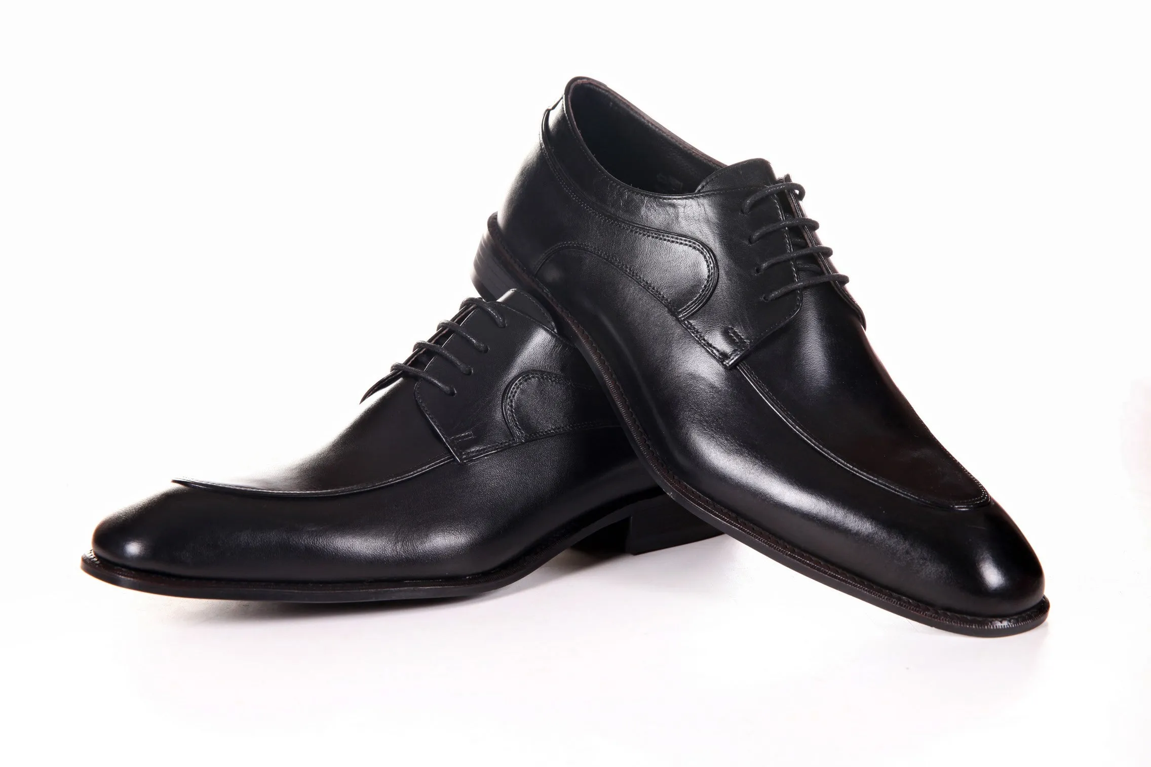 MEN'S GENUINE LEATHER DERBY FORMAL BLACK DRESS SHOES BY ENAAF #YS06BLK