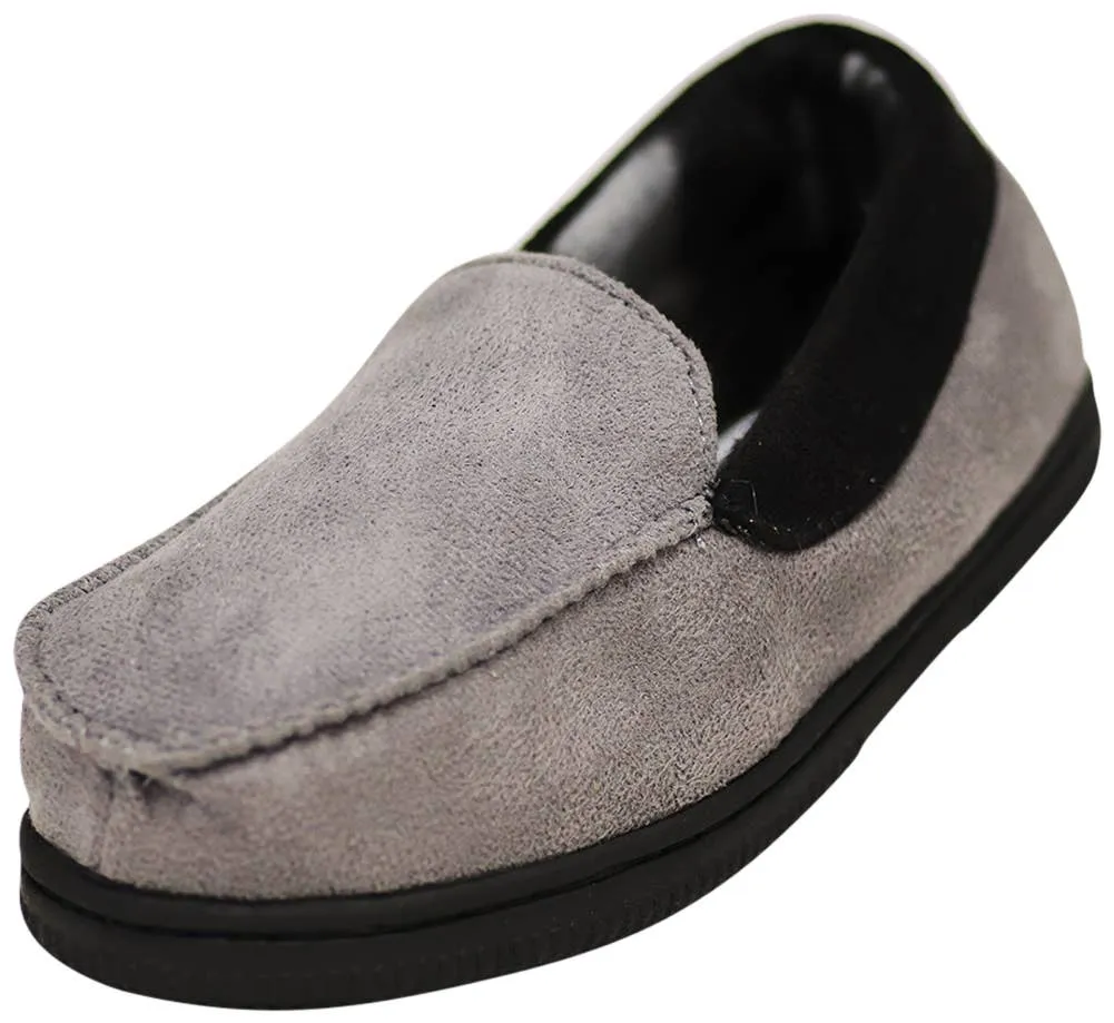 Norty Boys 11-3 Grey Black Moccasin Slipper 17504