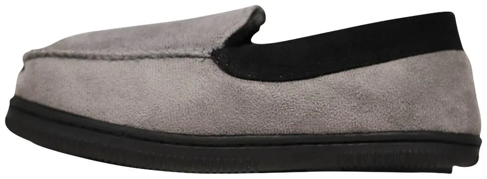 Norty Boys 11-3 Grey Black Moccasin Slipper 17504