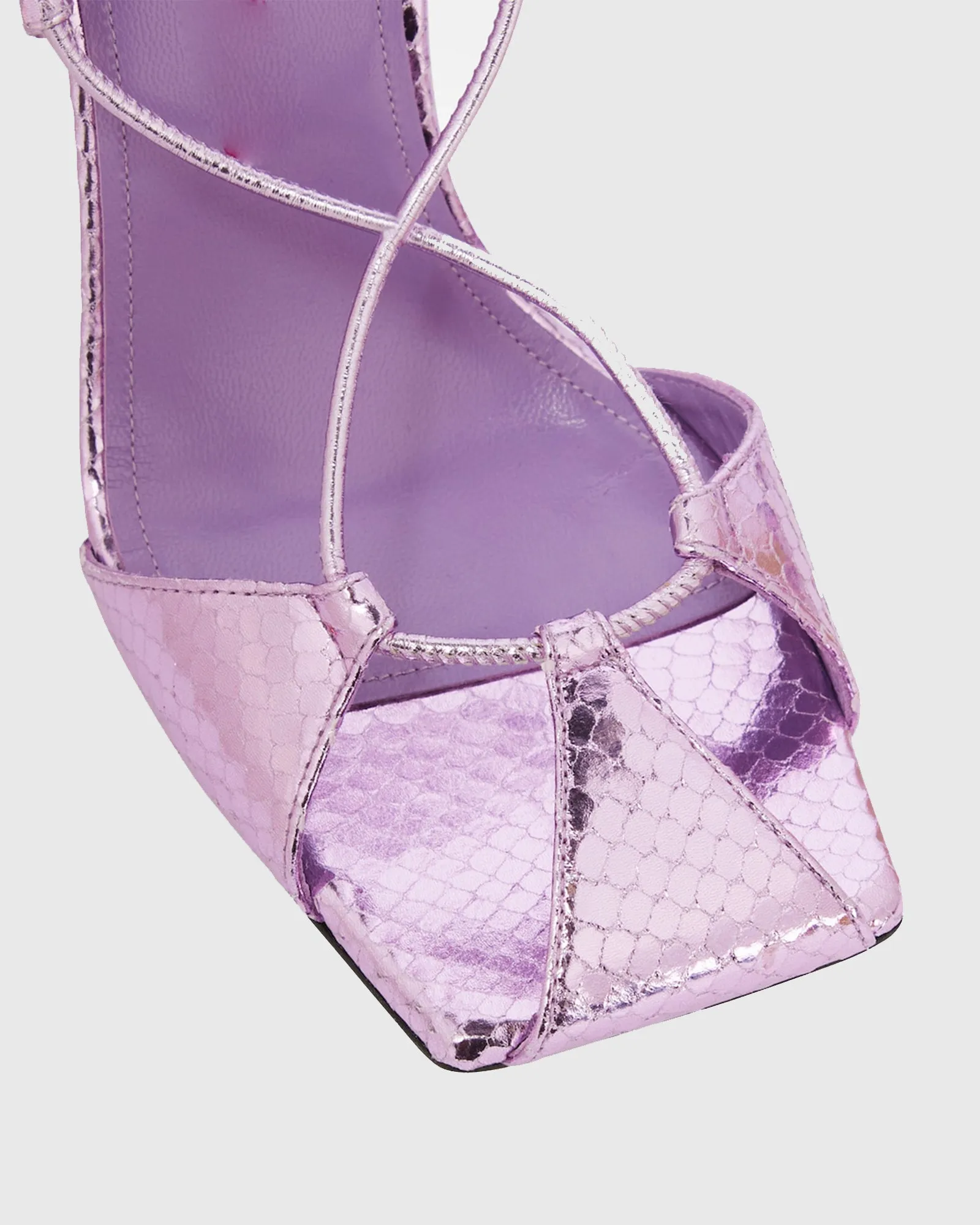 Patrizia Snake Scales Lace Up Sandals In Purple
