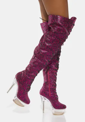 Pink Leopard Xalapa Knee High Boots