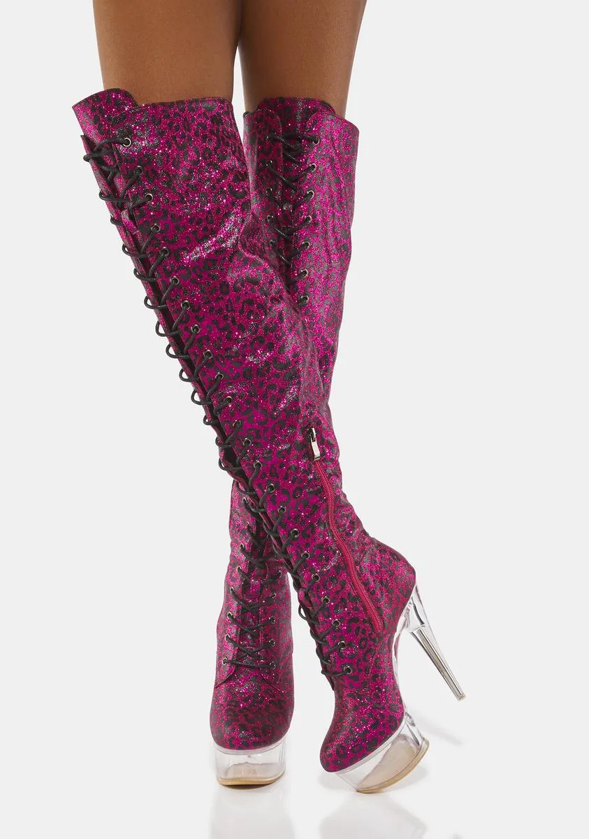 Pink Leopard Xalapa Knee High Boots