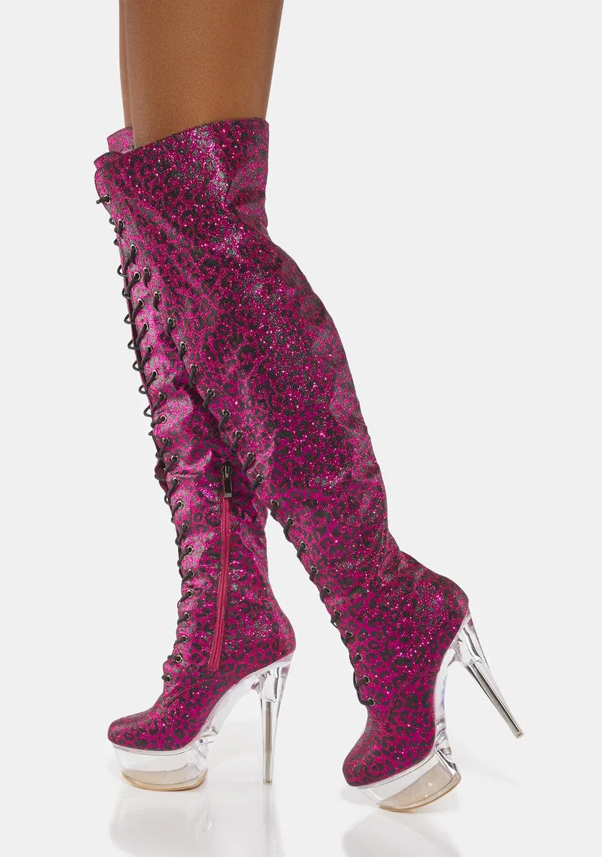 Pink Leopard Xalapa Knee High Boots