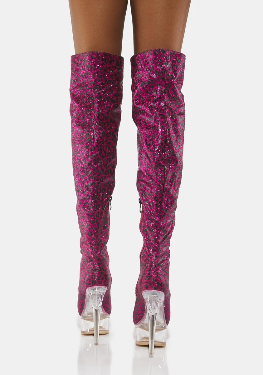 Pink Leopard Xalapa Knee High Boots