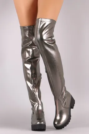 Platform Lug Sole Vegan Leather Over-The-Knee Boots