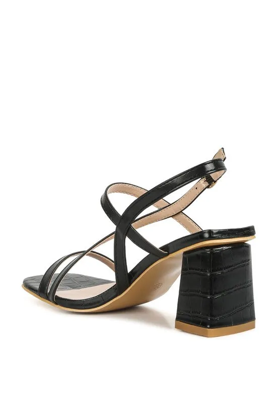 RAG & Co. EFFIEO Croc Texture Block Heel Sandals