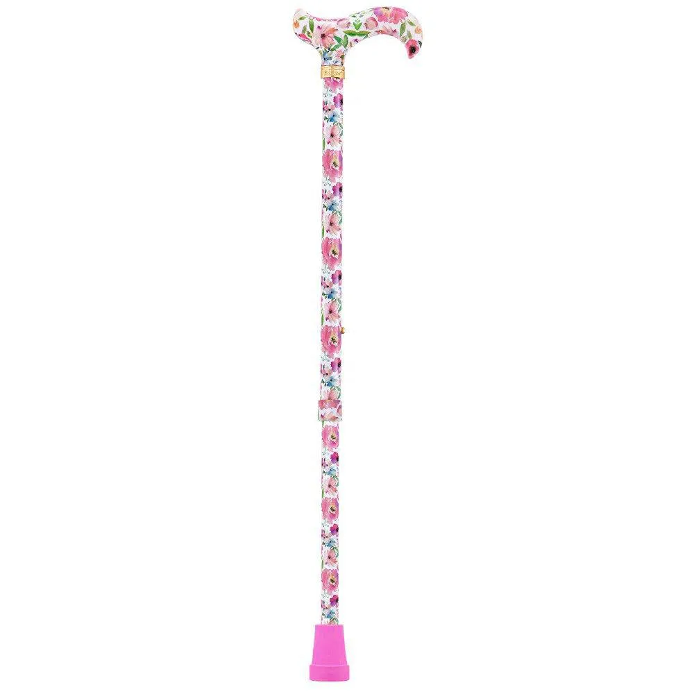 Scratch and Dent Watercolor Flowers: Designer Adjustable Cane w/ Patterned Handle V3051