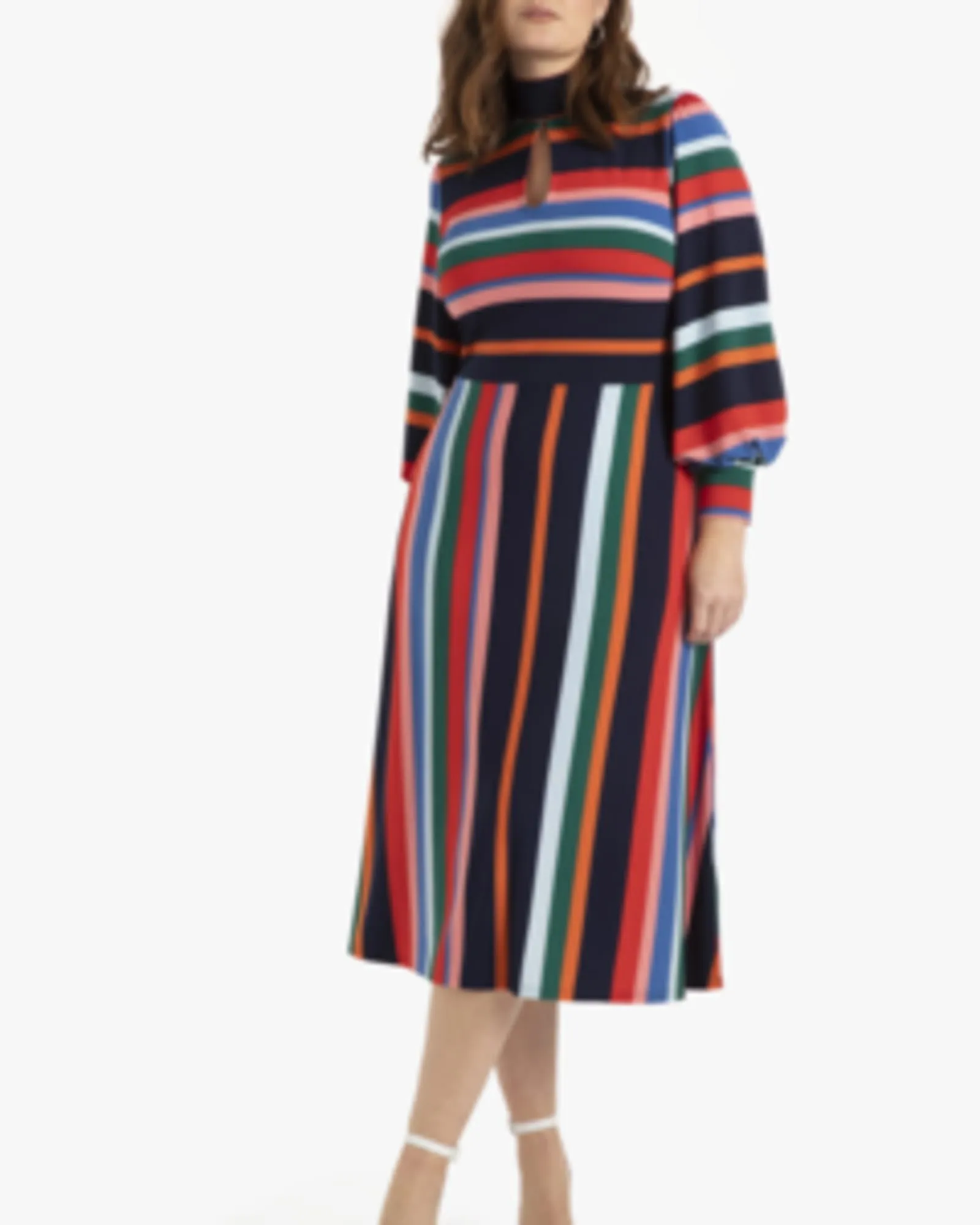 Sidney Puff Sleeve Dress | Rainbow Stripe