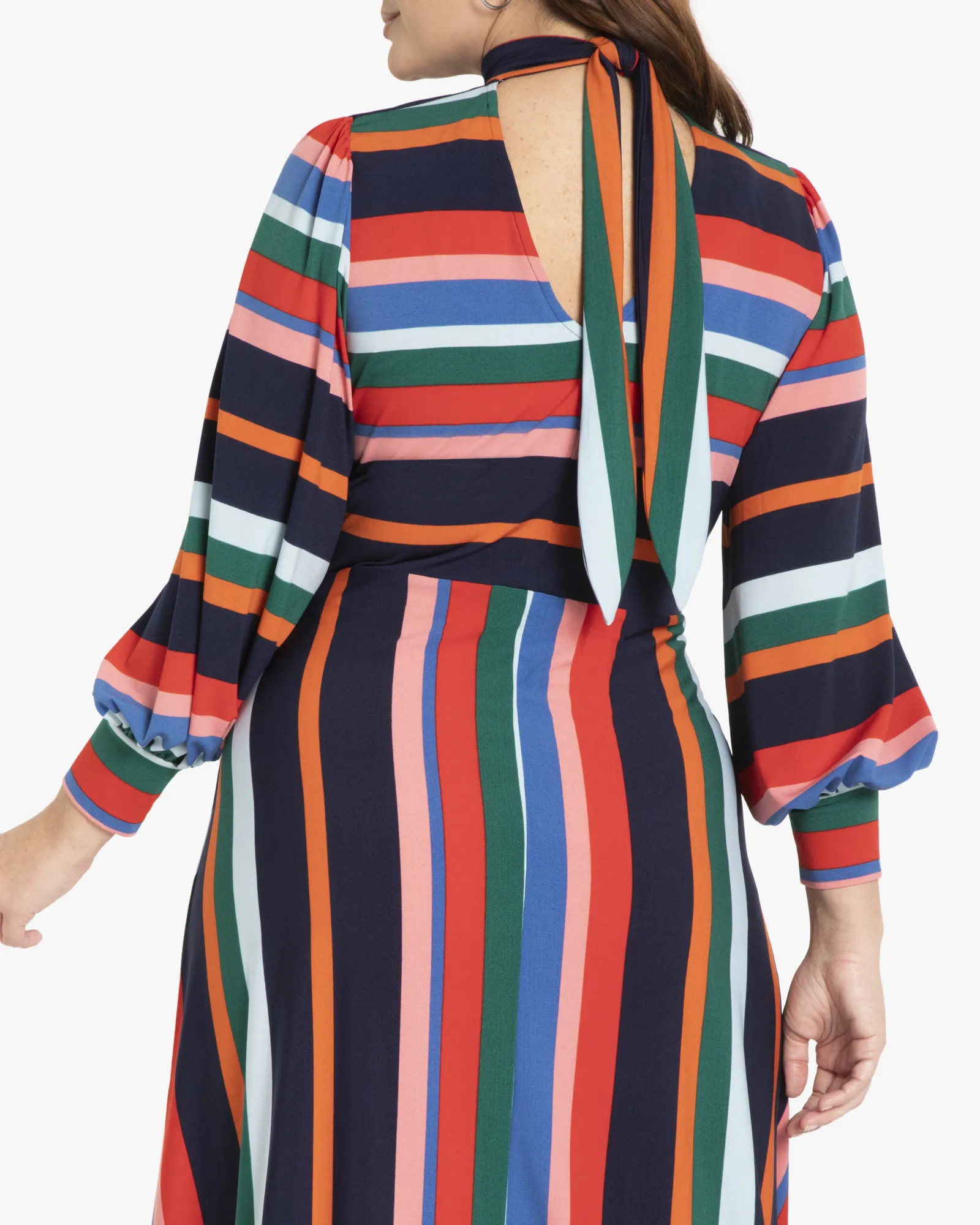 Sidney Puff Sleeve Dress | Rainbow Stripe