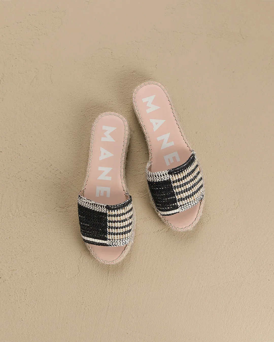 Silk And Cotton Patchwork Double Sole Slides - G60DS - Yucatán White Natural And Black