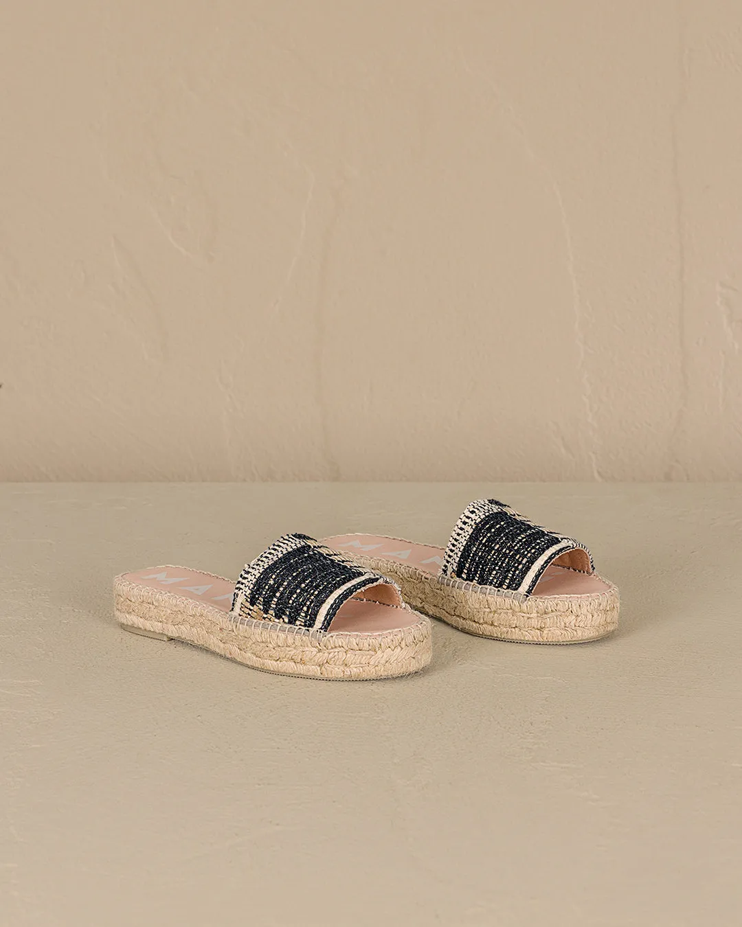 Silk And Cotton Patchwork Double Sole Slides - G60DS - Yucatán White Natural And Black