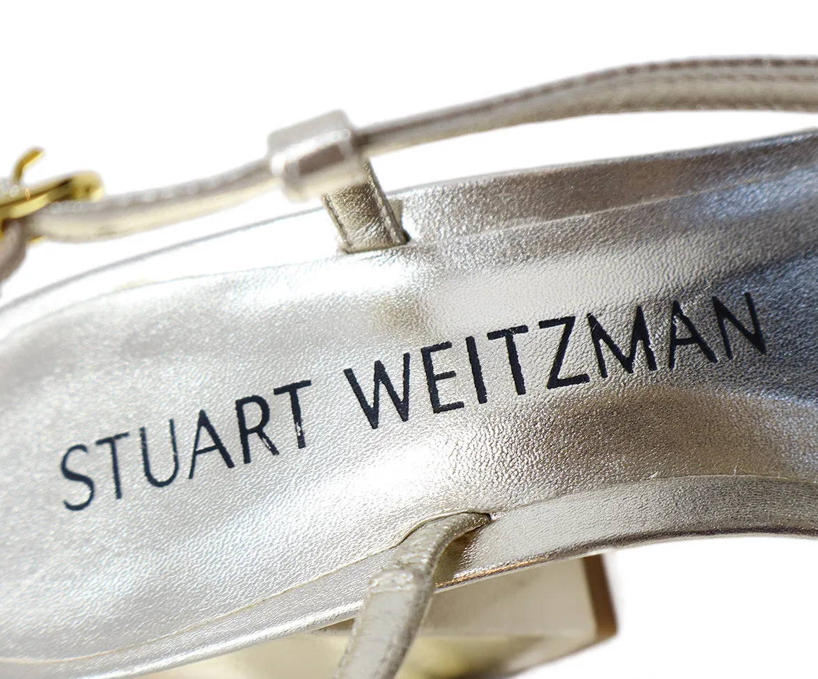 Stuart Weitzman Gold Leather Sandals sz 9
