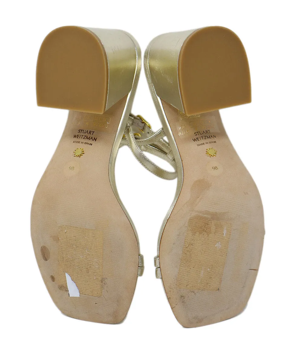 Stuart Weitzman Gold Leather Sandals sz 9